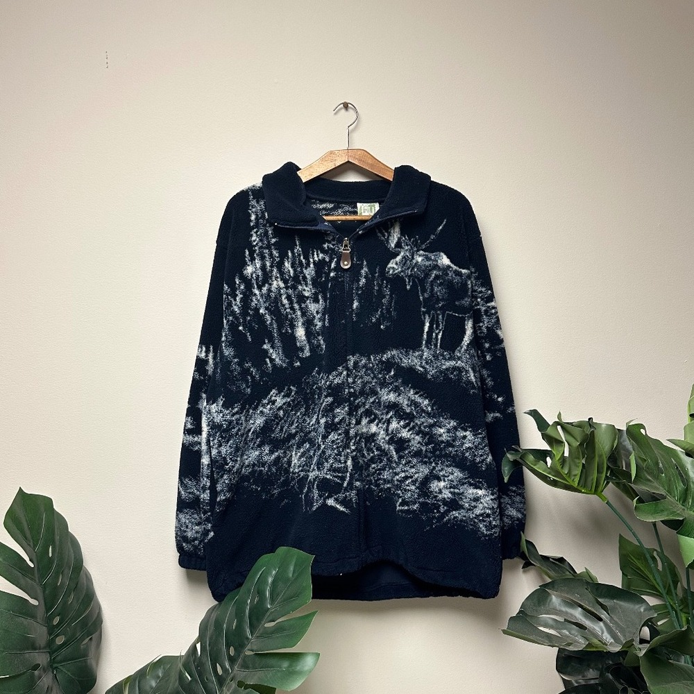 Vintage 90s Nature Animal Fleece‎ Quarter Zip Pullover